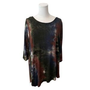 Women's 3X Casual Tie Dye Asymmetrical Soft Flowy Stretch Plus Asymmetrical Top